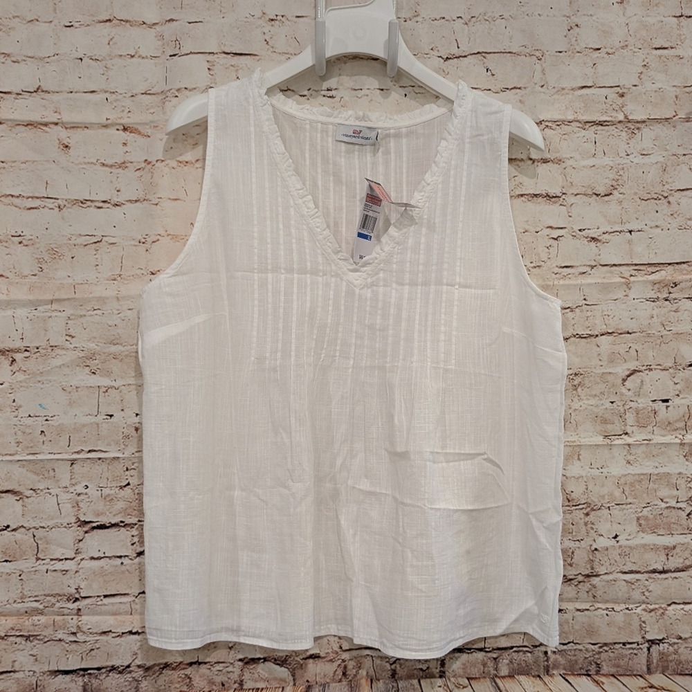 🎉 SALE 🎉 NWT Vineyard Vines Women's White Sleeveless Pintuck Top